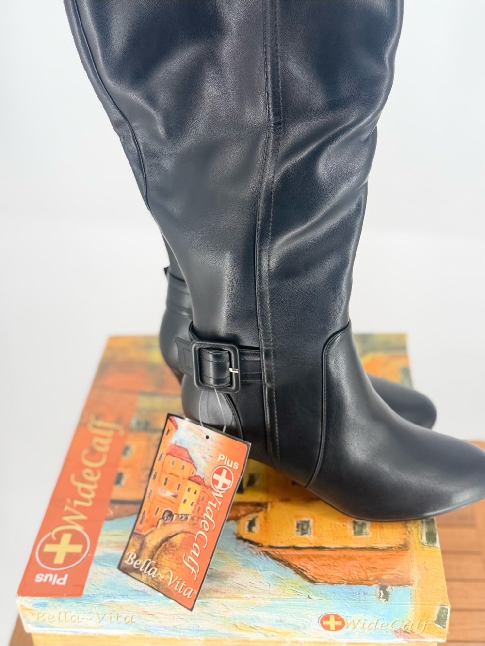 New Bella vita Wide Calf Black Knee Boots -size 7.5 - Picture 2 of 3
